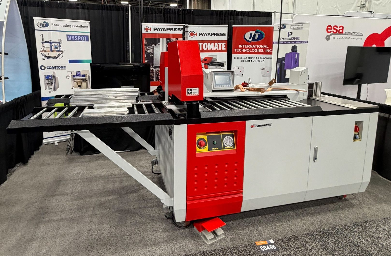 IT Fabtech booth with Payapress 3-in-1 busbar processing machine