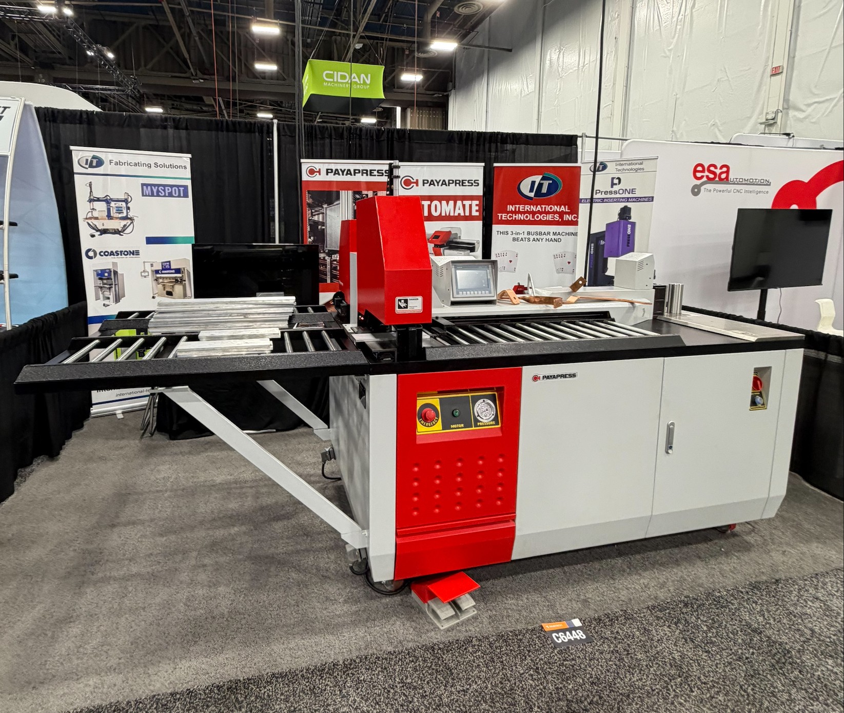 IT Fabtech booth with Payapress 3-in-1 busbar processing machine